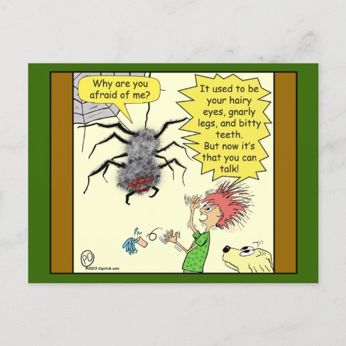 1605 Afraid Of Spiders Cartoon Postcard
