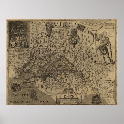 1606 Map of Virginia Poster