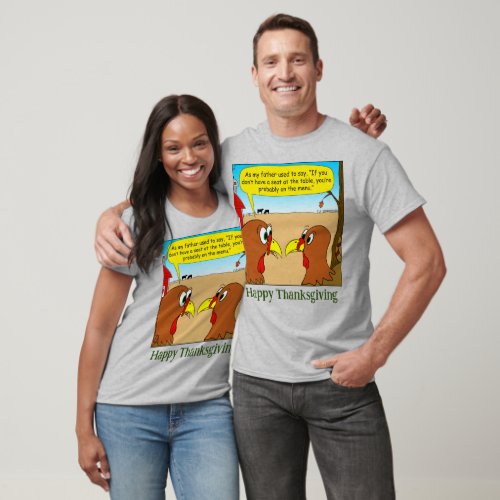1606 Seat at the Thanksgiving table cartoon T_Shirt
