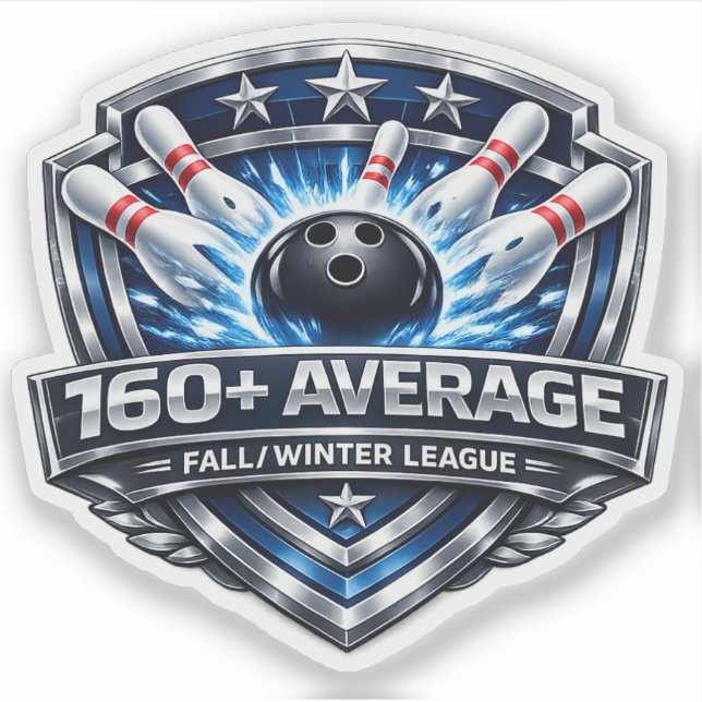 160+ Bowling Average | Fall / Winter League Sticker (Front)