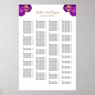 160 Purple And Gold Floral Wedding Seating Chart