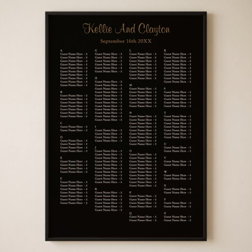 160 Simple Black Wedding Seating Chart