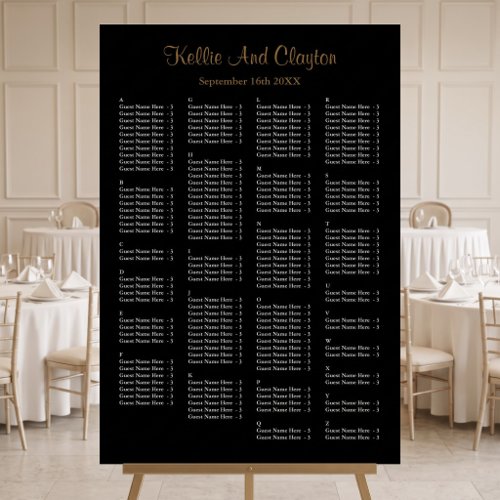 160 Simple Black Wedding Seating Chart Foam Board