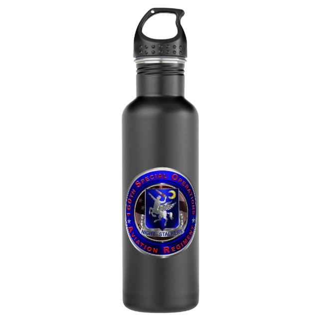 160th “SOAR NIGHTSTALKERS”  Stainless Steel Water Bottle (Front)