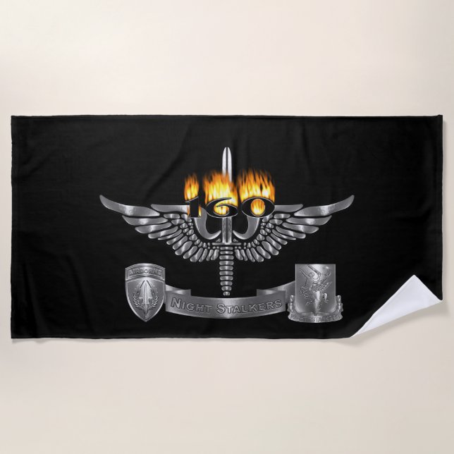 160th Special Operations Aviation NIGHT STALKERS  Beach Towel (Front)