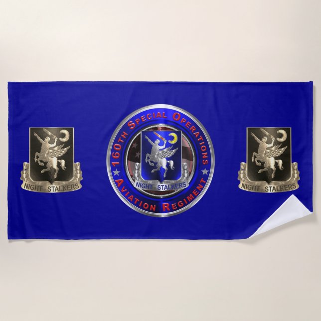 160th Special Operations Aviation NIGHT STALKERS   Beach Towel (Front)
