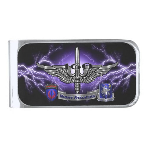 160th Special Operations Aviation NIGHT STALKERS   Silver Finish Money Clip