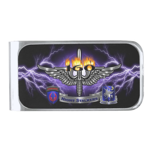 160th Special Operations Aviation NIGHT STALKERS   Silver Finish Money Clip (Front)