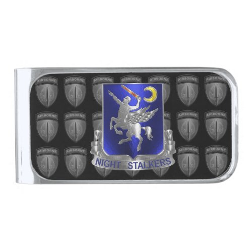 160th Special Operations Aviation NIGHTSTALKERS Silver Finish Money Clip
