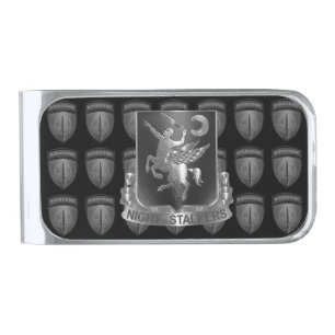 160th Special Operations Aviation NIGHTSTALKERS  Silver Finish Money Clip