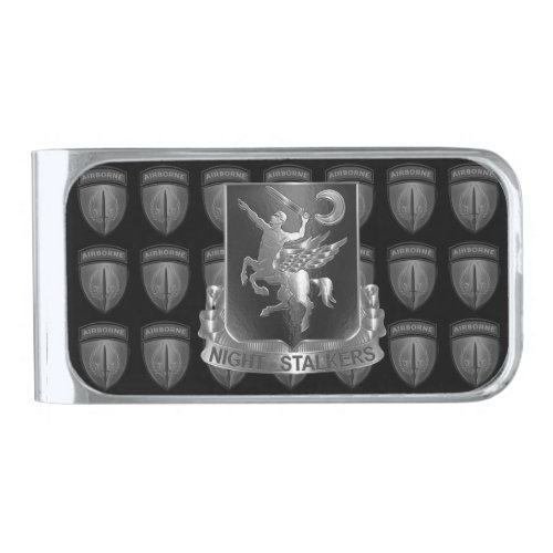 160th Special Operations Aviation NIGHTSTALKERS  Silver Finish Money Clip