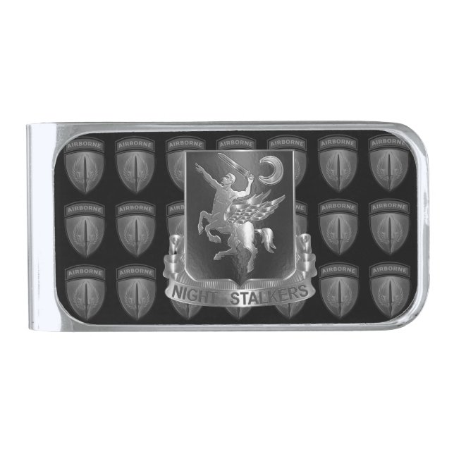 160th Special Operations Aviation NIGHTSTALKERS  Silver Finish Money Clip (Front)