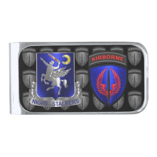 160th Special Operations Aviation NIGHTSTALKERS  Silver Finish Money Clip