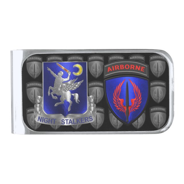 160th Special Operations Aviation NIGHTSTALKERS  Silver Finish Money Clip (Front)