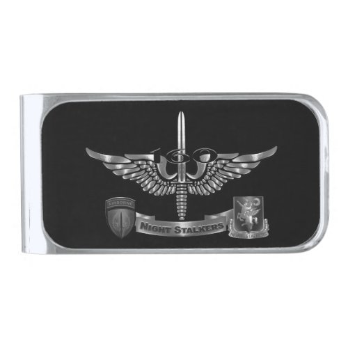 160th Special Operations Aviation NIGHTSTALKERS   Silver Finish Money Clip