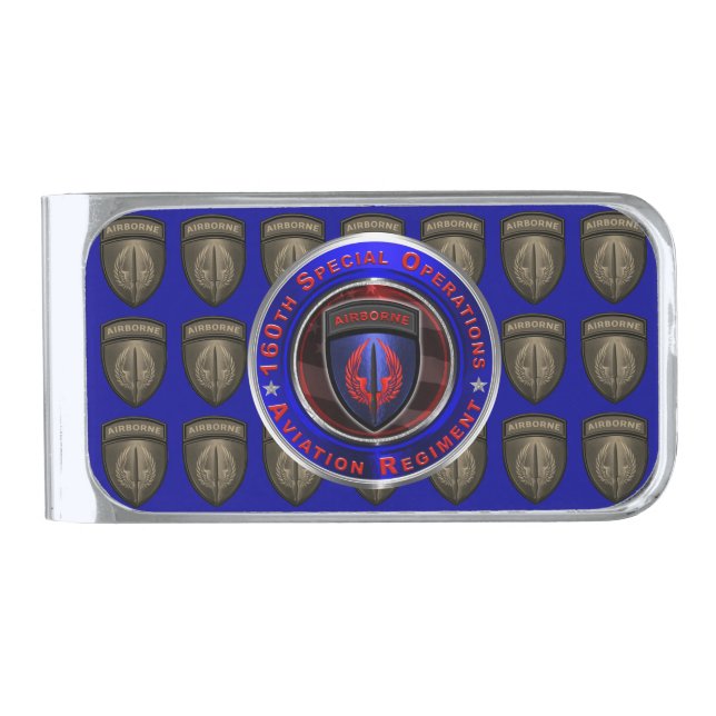 160th Special Operations Aviation Regiment  Silver Finish Money Clip (Front)