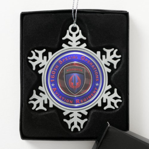 160th Special Operations Aviation Regiment âœSOARâ  Snowflake Pewter Christmas Ornament