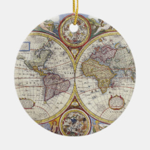 1626 Vintage World Map Ceramic Ornament