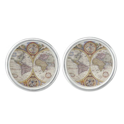 1626 Vintage World Map Cufflinks