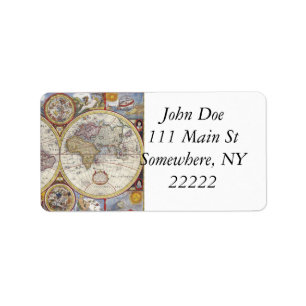 1626 Vintage World Map Label