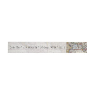 1626 Vintage World Map Wrap Around Address Label
