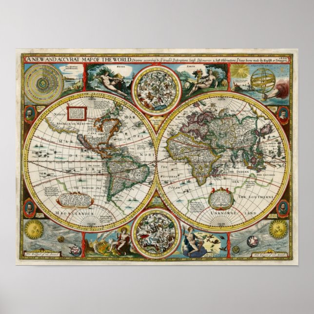1627 Vintage World Map Poster (Front)