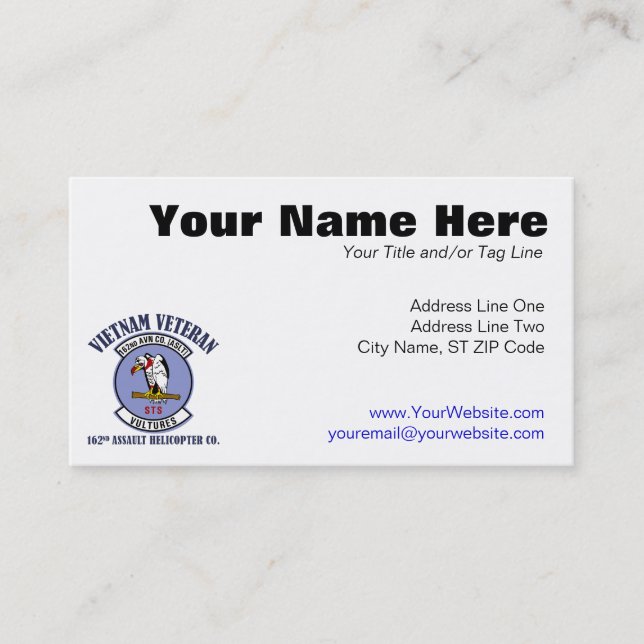162nd AHC - Vietnam Veteran Business Card (Front)