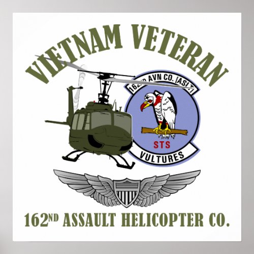 162nd AHC w Wings and UH_1 Helicopter Poster