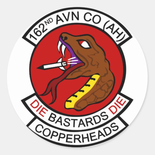 162nd Avn Co AH Copperheads Classic Round Sticker