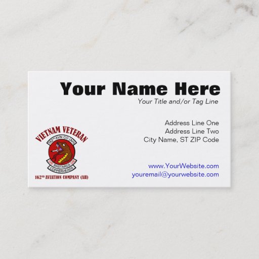 Customizable 162nd Avn Co (AH) Vietnam Business Cards