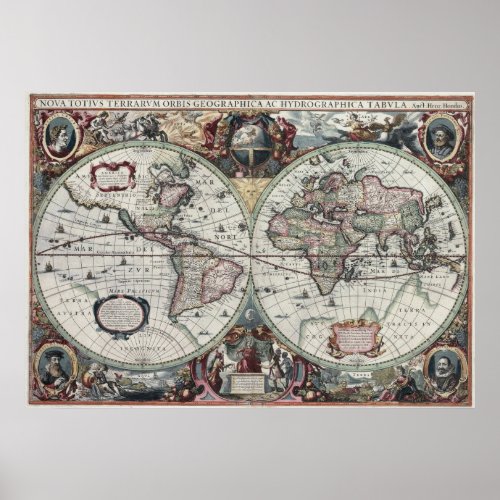 1630 Map of the World Poster