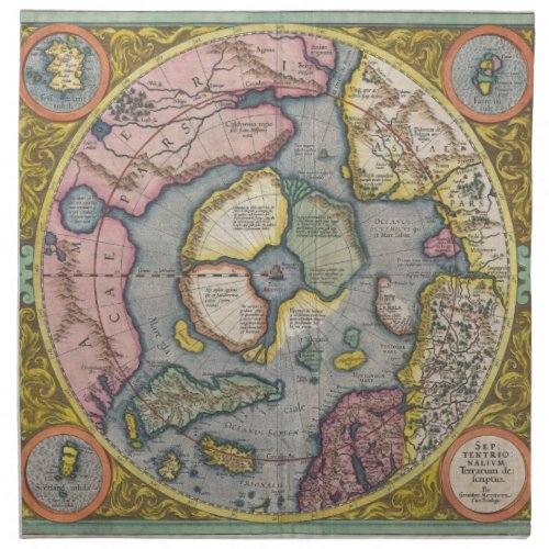 1630 World Map Napkin