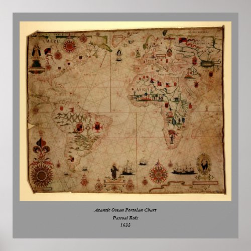 1633 Atantic Ocean Portolan Chart _ Pascoal Roiz