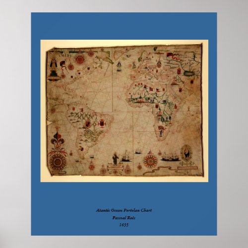 1633 Atantic Ocean Portolan Chart _ Pascoal Roiz