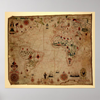 1633 Atantic Ocean Portolan Chart - Pascoal Roiz