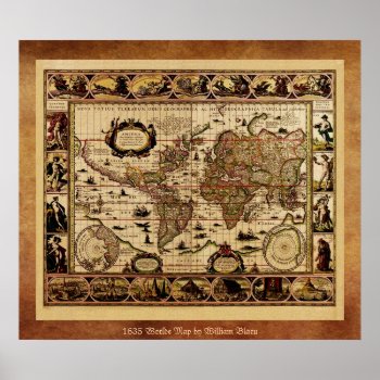 1635 Old World Map Poster by EarthGifts at Zazzle