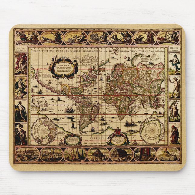 1635 World Map Mouse Pad (Front)