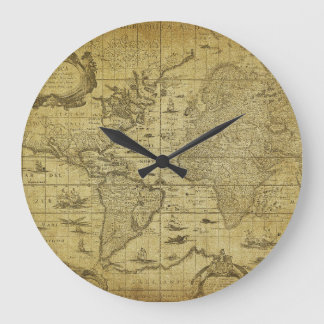 1635 World Map: Vintage Style Large Clock