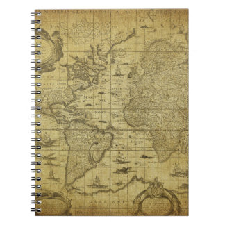 1635 World Map: Vintage Style Notebook