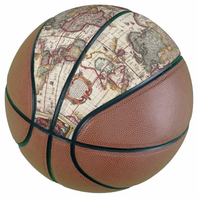 1652 Map of the World, Doncker Sea Atlas World Map Basketball (Angled)