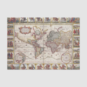 1652 Map of the World, Doncker Sea Atlas World Map Tissue Paper