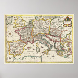 1657 Jansson Map of the Empire of Charlemagne Poster