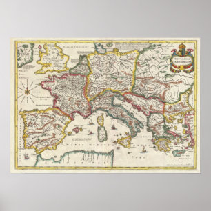 1657 Jansson Map of the Empire of Charlemagne Poster