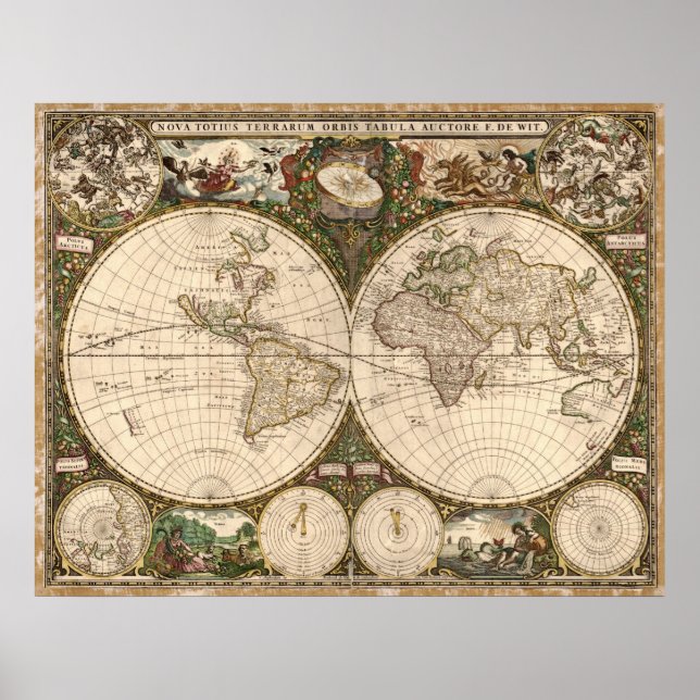 1660 Map of the World Poster (Front)