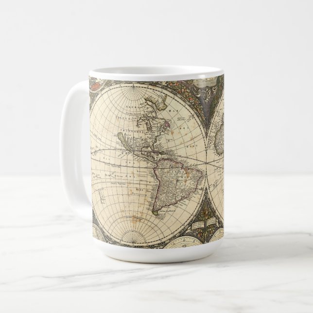 1660 World Map by Frederick de Wit Coffee Mug (Front Left)