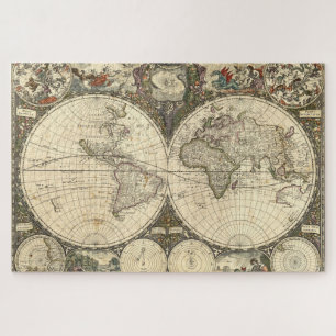 1660 World Map by Frederick de Wit Jigsaw Puzzle