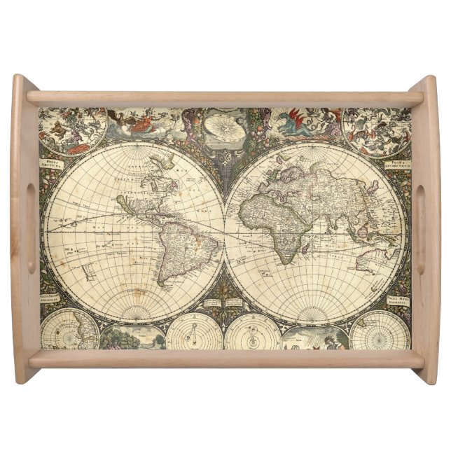 1660 World Map by Frederick de Wit Serving Tray (Front)