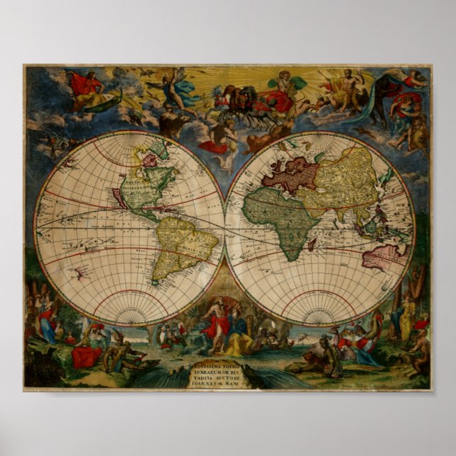 1683 Renaissance World Map Poster (Front)