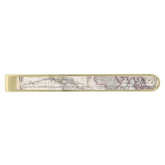 1685 Bormeester Map of the World Gold Finish Tie Clip (Front)