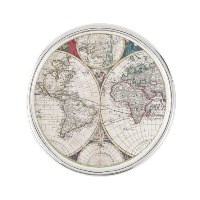 1685 Bormeester Map of the World Lapel Pin (Front)